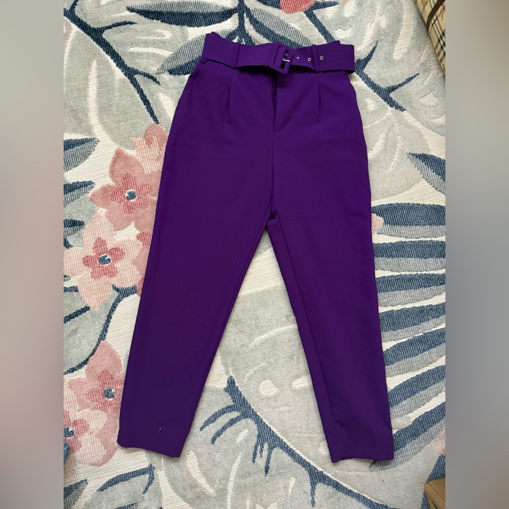 Zara Purple Ankle Cropped Pants